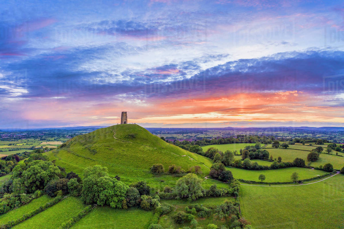 St. Michael's Church Tower on Glastonbury Tor, Glastonbury, Somerset ...